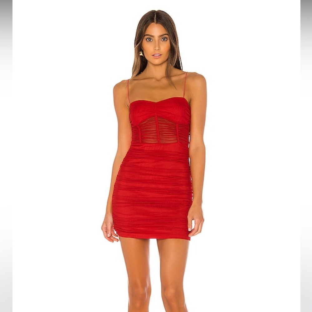 Superdown kambella ruched red dress